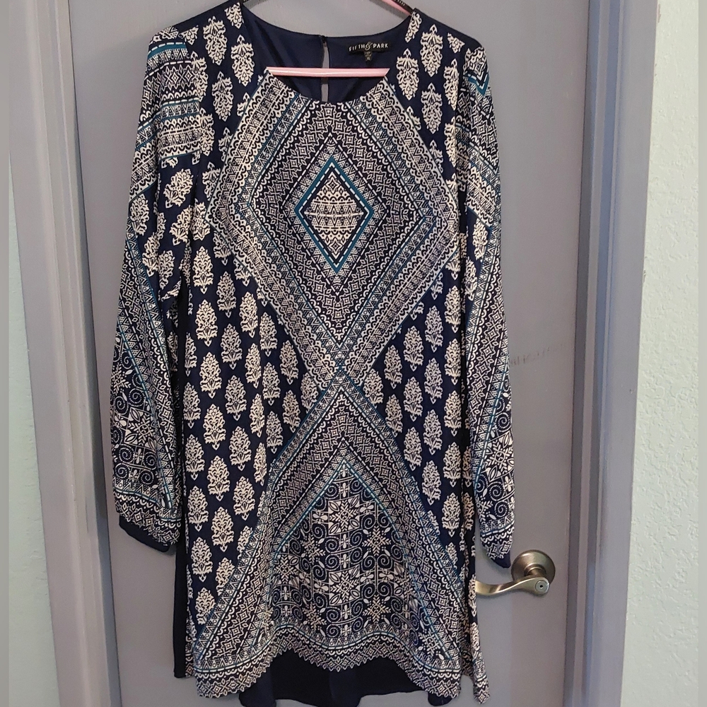 Navy Blue Patterned Dress